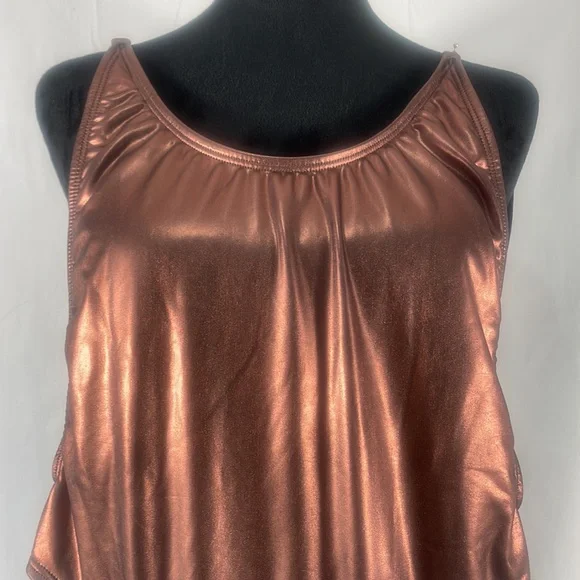 Bronze golden brown, one piece metallic swimsuit,bathing suit size small - Picture 4 of 11